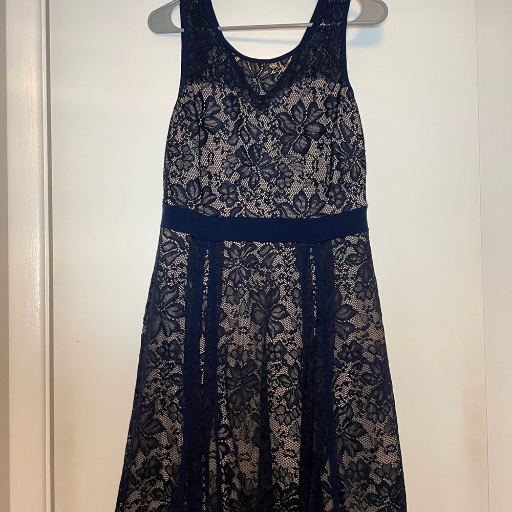 Elegant Navy Lace Dress